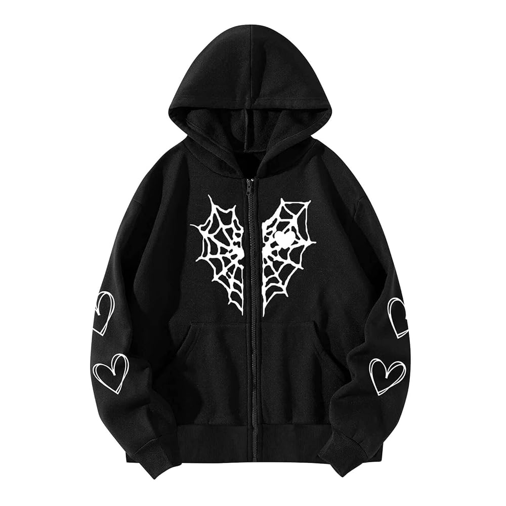 ～(⋆ᵕᴗᵕ⋆)～ Soosuihoo Pink Spider Full Zip Hoodie Y2k Rhinestone Skull